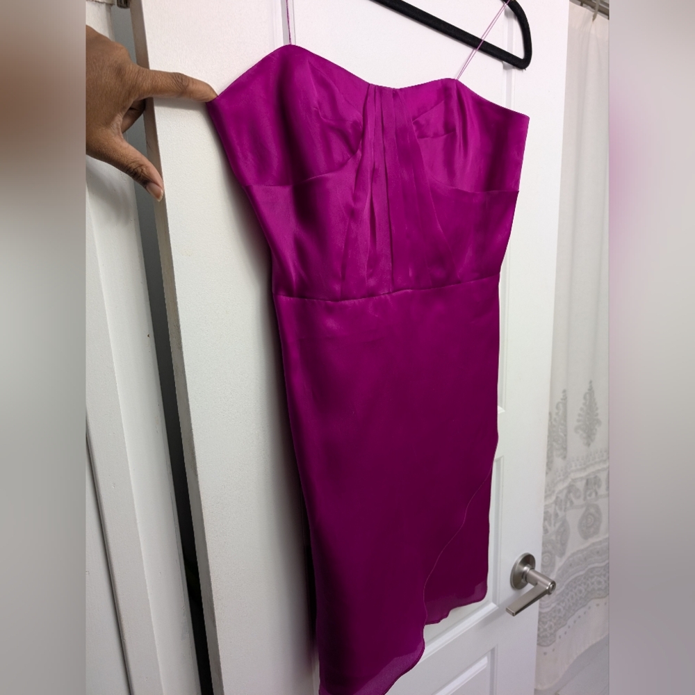 Kara Janx 100% Silk Strapless Magenta Dress